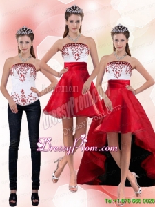 2015 New Style Strapless Knee Length Prom Skirts with Embroidery