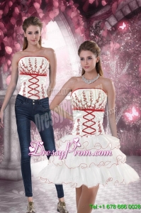 New Style Strapless 2015 Prom Skirts with Embroidery and Ruffled Layers