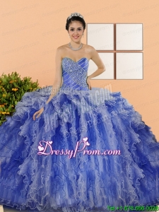 Custom Made Beading and Ruffles Sweet 15 Dresses in Multi Color
