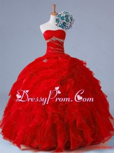 2015 Pretty Strapless Quinceanera Dresses with Beading and Ruffles