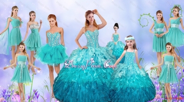 Popular Beaded Quinceanera Gown and Aqua Blue Dama Dresses and Pretty Multi Color Little Girl Dresses and Perfect Orange Prom Dresses