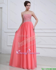 2016 Popular Watermelon Sweetheart Prom Dresses with Beading