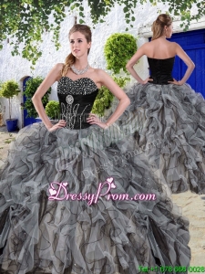 New Arrivals Beaded and Ruffles Sweet 16 Dresses in Black