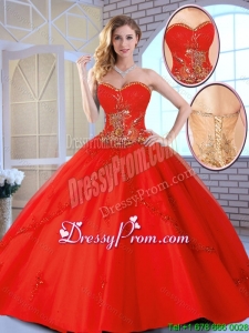 2016 Fall Cheap Appliques Sweetheart Quinceanera Gowns in Red