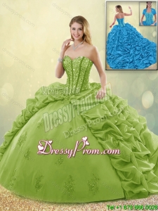 Beautiful Appliques and Pick Ups Sweet 16 Dresses with Brush Train