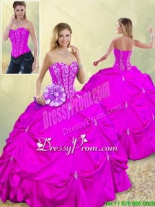 Fashionable Sweetheart Beading Quinceanera Dresses in Fuchsia