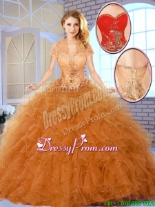 Fall Fashionable Appliques Sweet 16 Dresses in Champagne