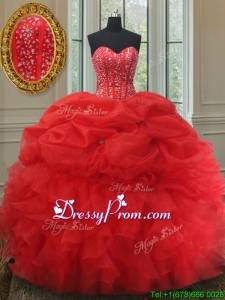 2017 Elegant Visible Boning Bubble Quinceanera Dress with Beading and Ruffles