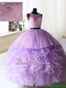 Exquisite Laced and Ruffled Quinceanera Dress in Organza and Tulle
