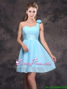 2017 Unique Handcrafted Flower Short Dama Dress with One Shoulder