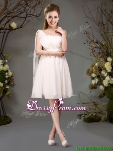 New Arrivals Empire Champagne Dama Dress with Beading and Ruching
