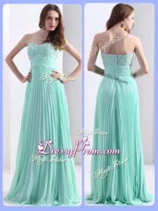 2016 Empire Beading and Sequins Apple Green Prom Dresses with Brush Train
