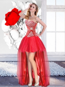 Classical Red High Low 2016 Prom Gowns with A Line