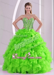2014 Spring Puffy Sweetheart Beading Quinceanera Dress with Full Length