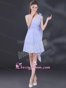 Chiffon Ruching 2015 Lavender Dama Dress with One Shoulder