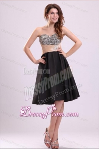 Discount A-line Sweetheart Knee-length Beading Taffeta Prom Dress