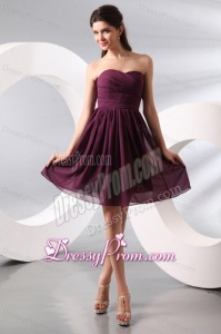 Purple Ruching Short Prom Dress with Knee-length