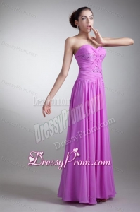 Elegant Empire Sweetheart Floor-length Lilac Beading Chiffon Prom Dress