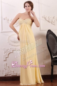 Light Yellow Empire Sweetheart Prom Dress with Beading
