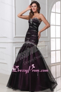 Mermaid Sweetheart Purple Tulle 2014 Perfec Prom Dress with Beading