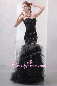 Unique Mermaid Sweetheart Prom Dress with Ruffles and Lace