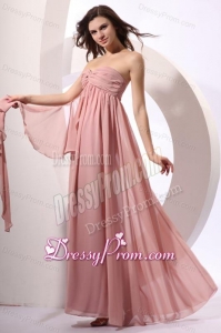 Empire Sweetheart Floor-length Ruche Peach Chiffon Prom Dress