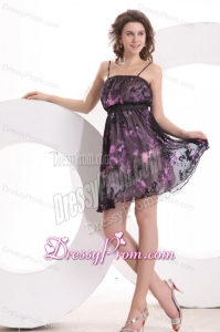 Mulit-color Spaghetti Straps Mini-length Printing Prom Dress