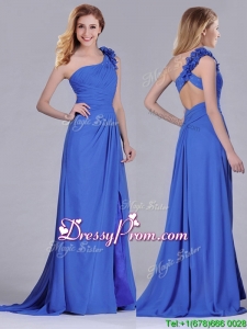 Modest Beaded and Applique Criss Cross Christmas Party Dress with Brush Train