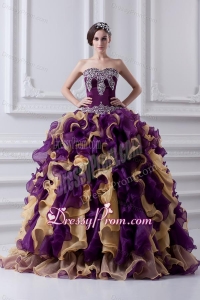 Beautiful Ball Gown Multi Colored Sweetheart 2014 Quinceanera Dress with Beading