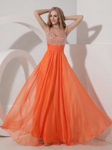 Fitted Chiffon Beaded Decorate Prom Dress Floor-length with Side Zipper