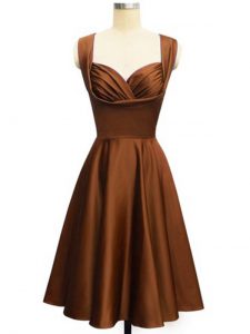 Spectacular Taffeta Sleeveless Knee Length Dama Dress and Ruching