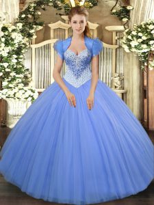 Sleeveless Beading Lace Up Ball Gown Prom Dress