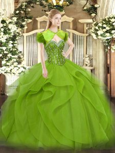 Sleeveless Beading and Ruffles Floor Length 15 Quinceanera Dress