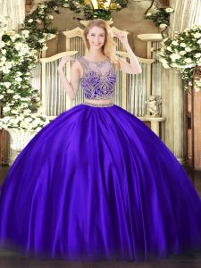 New Arrival Purple Lace Up Vestidos de Quinceanera Beading Sleeveless Floor Length