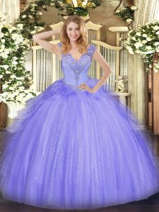 Sweet Sleeveless Lace Up Floor Length Beading Sweet 16 Quinceanera Dress