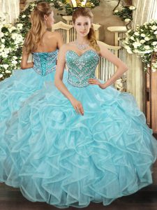 Elegant Sleeveless Beading and Ruffled Layers Lace Up Sweet 16 Quinceanera Dress