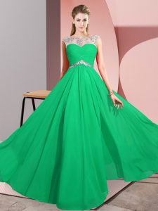 Chiffon Scoop Sleeveless Clasp Handle Beading in Green