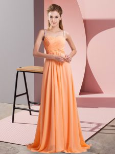 Sleeveless Backless Floor Length Beading Evening Dress
