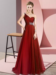 Chiffon Sleeveless Evening Party Dresses Brush Train and Beading