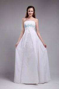 Strapless Floor-length Beading White Junior Prom and Senior Prom