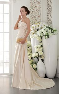 Camarillo CA Ruched Champagne Prom Graduation Dress Brush Train